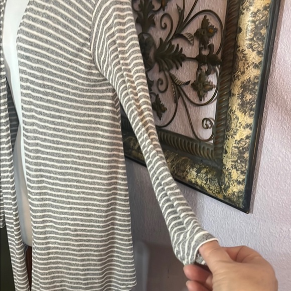 White Birch Cardigan Striped Open Front / lapels/ lightweight Sz S - Picture 4 of 9